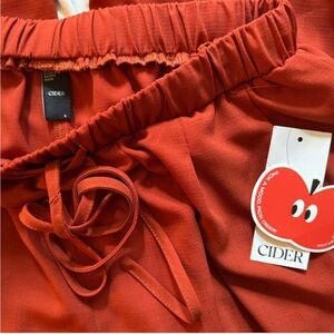 Cider Vibrant Red Elastic Waist Pants